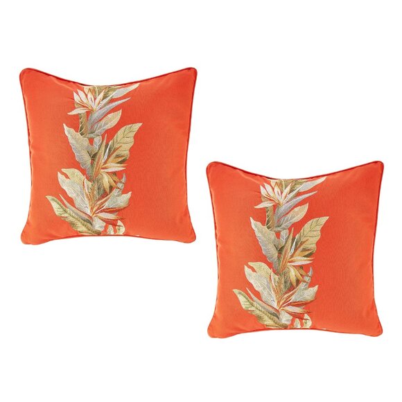 2 new 20-inch Square Tommy Bahama Embroidered BIRDS OF PARADISE Accent Pillows - Picture 1 of 7
